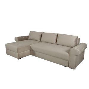 Coltar Extensibil Stanga Trendy, 5 Locuri, Lada Depozitare, Crem, 275 Cm