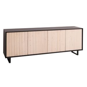 Comoda cu 4 usi, colectia "Slatted", culoare corp negru P003, culoare usi natural P095, dublu color, 214x78x50