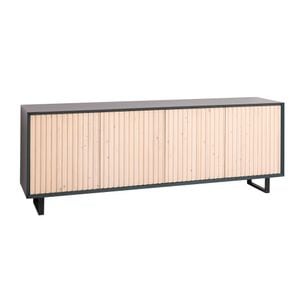 Comoda living Slatted, lemn, 214 x 78 x 50 cm, verde inchis-maro
