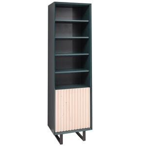 Dulap cu 1 usa, colectia "Slatted", culoare corp verde inchis P087, culoare usa natural P095, dublu color, 57x200x40