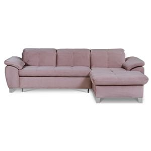 Coltar Extensibil Cu Insula Dreapta Sevilia Lux, 5 Locuri, Tetiere Reglabile, Roz, 272 Cm