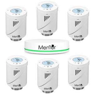 Kit 6xCap termostatat calorifer Smart ZigBee, Mentor TZB601 cu Gateway, baterii, programabil, LCD, functie fereastra deschisa