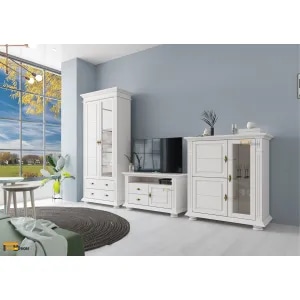 Mobila living Blanca, alb, 285 x 41 x 200 cm