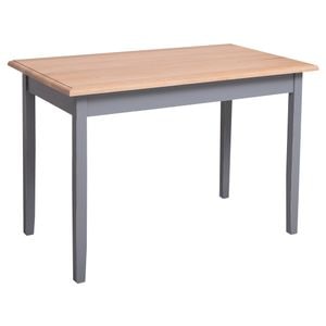 Masa cu blat stejar, 100% lemn masiv, albastru inchis/maro deschis, 120x70x78 cm
