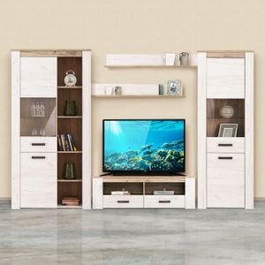 Mobila living DacEnergy, stejar-gri, 319.5 x 43.5 x 195 cm