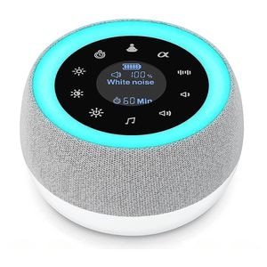 Dispozitiv Sunete Albe, 32 sunete HD, pentru copii si adulti, portabil, reincarcabil, 1800 mAh, lumina de veghe, display LCD, control tactil, 7 culori ajustabile, 3 Niveluri de intensitate a culorii, White Noise