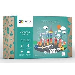 Set de constructie magnetic cu circuite cu bile, Connetix Magnetic Tiles, Ball Run Pack, 3 ani+, 92 piese