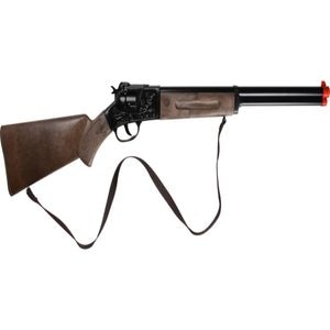 Pusca Cowboy GONHER, 12 capse, 77 cm, 3 ani+, negru/maro inchis