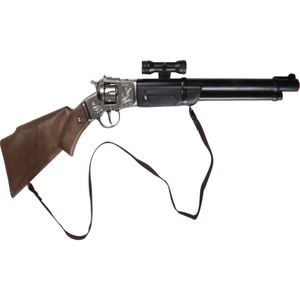 Pusca Cowboy cu doua tevi si luneta GONHER, 8 capse, 3 ani+, negru