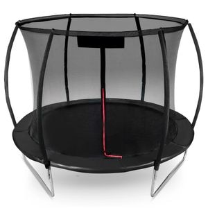 Trambulina de gradina DacEnergy,stalpi metalici profilati,scara metalica,sarcina maxima 150 kg,plasa de siguranta interna, 312 cm, neagra