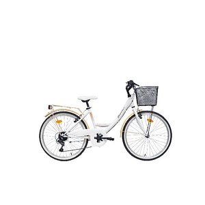 Bicicleta de oras BOTTARI, roata 24", cadru otel, 6 viteze, Shimano TY-21 V-brakes, alb-bej