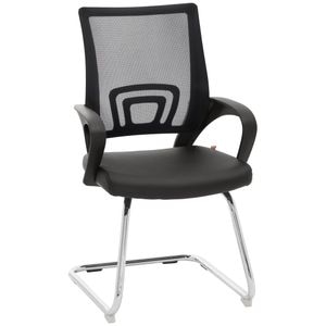 Scaun Vizitatori XORA, Cu brate, Fix, Piele ecologica, Negru