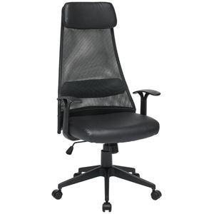 Scaun Operational NOVEL, Cu brate, Rotativ,Cu roti, Piele ecologica, Negru
