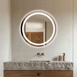 Oglinda cu LED rotunda 60 cm, functie dezaburire, intrerupator touch, 3 culori