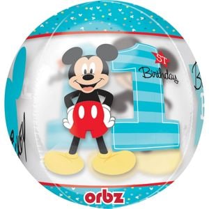 Balon folie rotund, multicolor, 40 cm, prima aniversare, Mickey Mouse, Disney