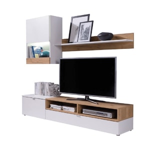 Mobila living DacEnergy, alb-stejar, 175 x 39 cm