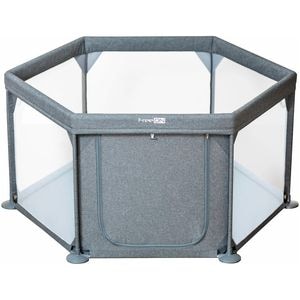 Tarc de joaca, FreeON, Hexagonal, Pentru bebe, Cu 4 manere, Intrare cu fermoar, Geanta, 117 x 67 x 67 cm, Conform cu EN 12227:2010, Grey