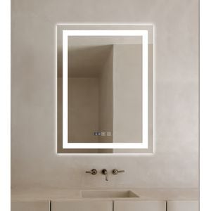 Oglinda cu LED 60 x 80 cm, functie dezaburire, ceas, intrerupator touch