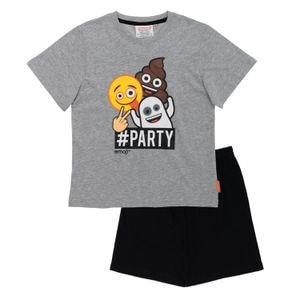 Pijama copii, cu maneca scurta, multicolor, 128 cm, 8 ani, Emoji