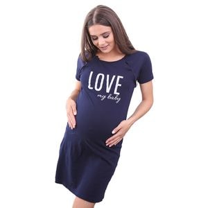 Camasa alaptat, Formommy, Din bumbac, Cu capse oblice, Masura S, I love my Baby, Navy Blue