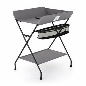 Masuta pentru infasat si schimbat scutece, Feedo, Multifunctionala, Pliabila, Cu raft pentru depozitare compartimentat, 80.5 x 67 x 102.5 cm, Gri
