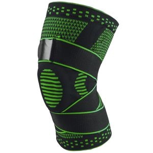 Protectie pentru genunchi zenifique, cu arcuri metalice si pernita din silicon, banda elastica pentru extra suport, verde, Marime L