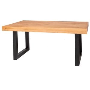 Masa cu blat stejar cu picioare metalice U, dim. 240x100x78, culoare maro deschis P089, culoare picioare negru, uleiat