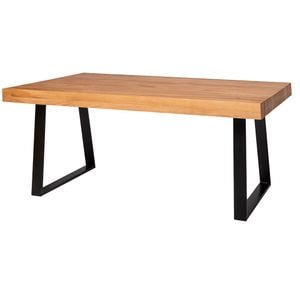 Masa cu blat stejar cu picioare metalice Trapez, dim. 240x100x78, culoare maro deschis P089, culoare picioare negru, uleiat