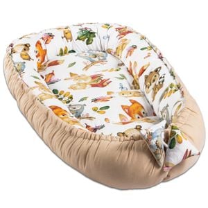 Cosulet bebelus pentru dormit Kidizi Baby Nest Cocoon, 90x50 cm, Animals Party
