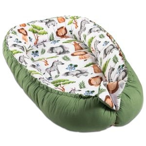 Cosulet bebelus pentru dormit Kidizi Baby Nest Cocoon, 90x50 cm, Safari