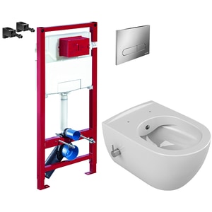 Set vas WC Schell, Cerastyle CityNEO cu functie bideu, baterie actionare, capac softclose, alb