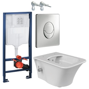 Set vas WC Grohe, Cerastyle IbizaNEO cu functie bideu, baterie actionare, capac softclose, alb