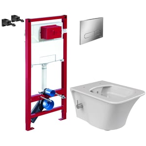 Set vas WC Schell, Cerastyle IbizaNEO cu functie bideu, baterie actionare, capac softclose, alb