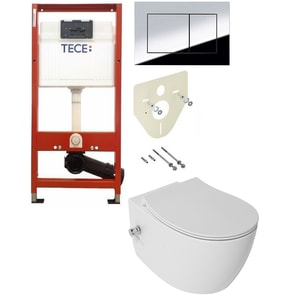 Set vas WC Tece, Isvea SentimentiNEO cu functie bideu, baterie actionare, capac softclose, alb