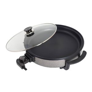 Tigaie electrica rotunda ZILAN ZLN-7870, pizza grill, diametru 38 cm, 1500 W, capac sticla, material non stick