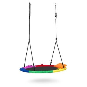 Leagan cuib DacEnergy, cadru otel, poliester Oxford600D, forma rotunda, cuperna confortabila, greutate maxima 150 kg,120 cm, multicolor