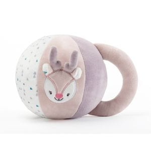 Prima minge a bebelusului, Petite&Mars, Moale, Cu sistem de prindere facil, Caprioara Suzi, Roz