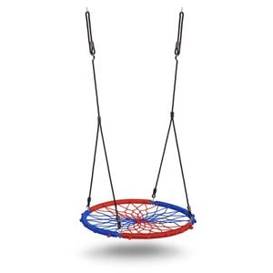 Leagan cuib DacEnergy, cadru otel, 100 % poliester, scaun confortabil,forma rotunda, 95 cm, cu model Spiderman,albastru si rosu