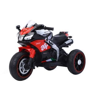 Motocicleta Electrica cu Acumulator Pentru Copii NOVOKIDS Aprilia Panorama Edition, 3-8 ani, Max 30 kg, Cu Melodii si Lumini frontale, MP3 USB, Viteza din maner, 3 roti, Rosu