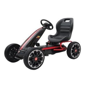 Kart cu pedale pentru copii NOVOKIDS Chrysler Kart PRO, Roti din cauciuc EVA, 5-8 ani , Carena, Structura metalica, Frana de mana, Functie FreeWheel, Mers cu spatele, Negru