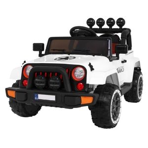 Masinuta Electrica cu acumulator pentru copii NOVOKIDS Full Time Jeep 4X4 PRO, Max 30 kg, 3-8 ani , Cu melodii si lumini, 12V, 2 Viteze, 4 motoare, Alb