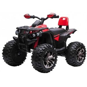 ATV Electric cu acumulator pentru copii NOVOKIDS PowerQuad PRO , Cu melodii si lumini, Lungime 103 cm,  3-8 ani , Max 35 kg , Roti EVA, 12V, 4 motoare, Negru cu Rosu