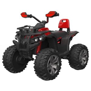 ATV Electric cu acumulator pentru copii NOVOKIDS Majestic Quad PRO, Cu melodii si lumini, Lungime 103 cm, Max 30 kg, 12V, 2 motoare, Negru cu Rosu