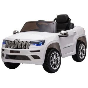 Masinuta Electrica cu acumulator pentru copii NOVOKIDS Jeep Grand Cherokee, Roti din Cauciuc EVA, Max 30 kg ,Usi cu deschidere ,Baterie12V ,2 Viteze ,Lungime 114 cm, 2 motoare 390 W, Alb