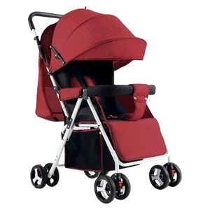 Carucior nou nascuti 2 in 1 NOVOKIDS NK900S Series, Cadru aluminiu, Spatar reglabil in 3 trepte, Roti duble, Pozitie sport si somn,Pliabil,  Rosu Bordeaux