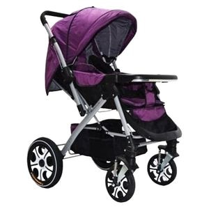 Carucior nou nascuti 2 in 1 NOVOKIDS Q7 Series, Cadru aluminiu, Maner reversibil, Spatar reglabil in 3 trepte, Husa picioare,  Frana picior,Pliabil,  Plasa insecte, Mov