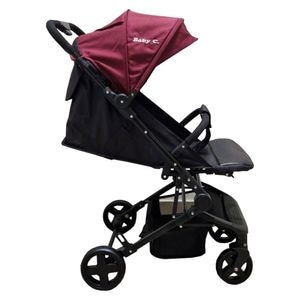 Carucior sport ultracompact pentru copii BABY CARE PRO S010, Transformabil in troller, Spatar reglabil in 3 trepte, Pozitie somn, Rosu Bordeaux