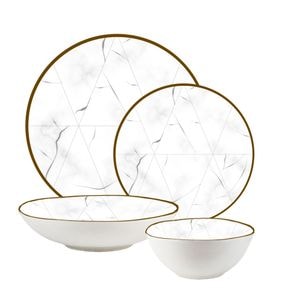Set farfurii, Marmura Aurea, 20 piese, 5 persoane, Cesiro, Decor marmura