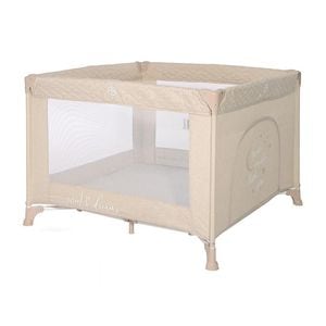 Tarc de joaca Lorelli, Sunny Playground, 100 X 100 cm, 0-36 luni, salteluta, usa cu fermoar, geanta transport, mecanism dublu de siguranta, Frog Beige Star