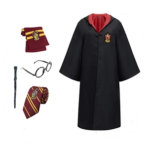 Costum carnaval copii Harry Potter cu cravata,ochelari,bagheta si fular, IdeallStore,7-9 ani